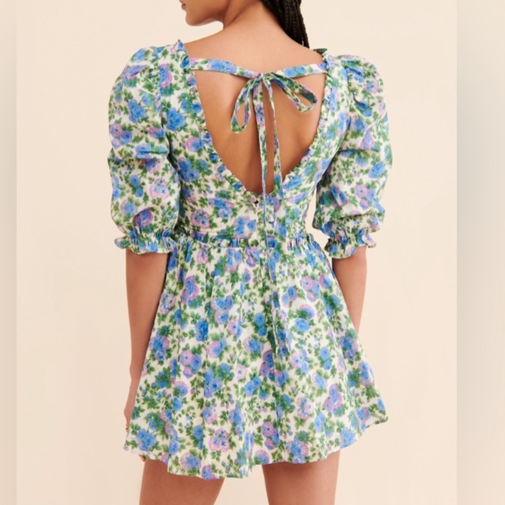 For Love & Lemons Bridget Floral Mini Dress in Wisteria XXS